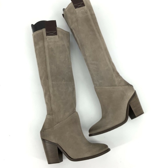Free People Pull On Taupe Leather Heeled Boots 6.5 - Picture 8 of 8